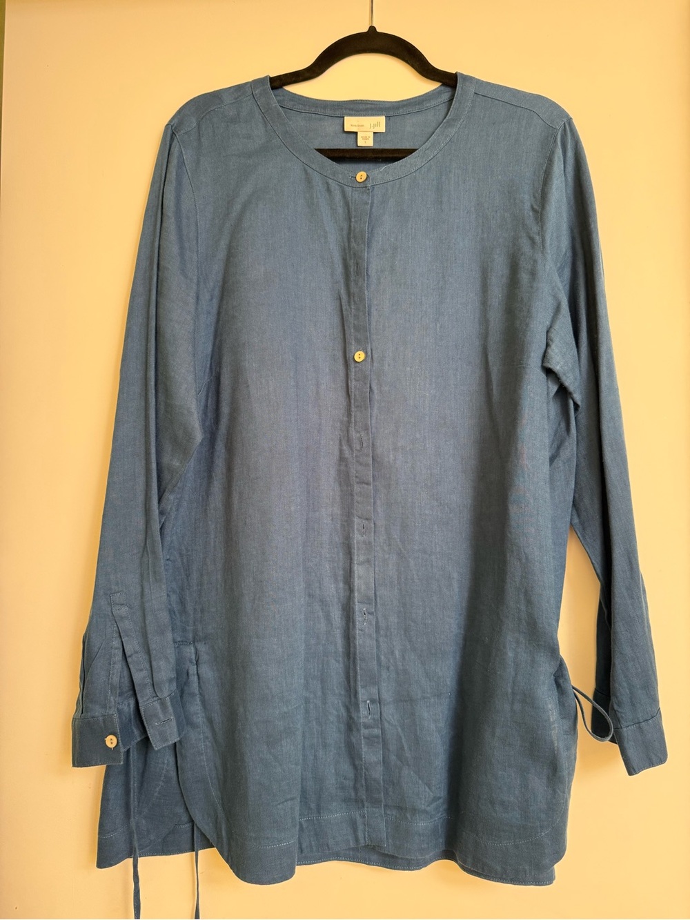J. Jill Linen Blue Women's Button-Down Long Sleeve Tunic - Picture 7 of 9